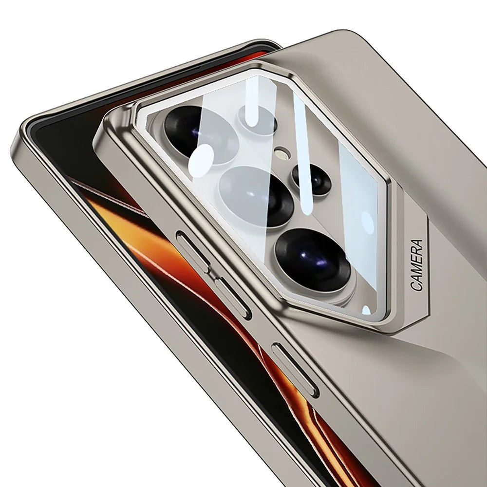 GKK For Samsung Galaxy S26 Ultra Case Kickstand Shockproof PC Phone Cover with Glass Lens Cover - Titanium Gold - 3