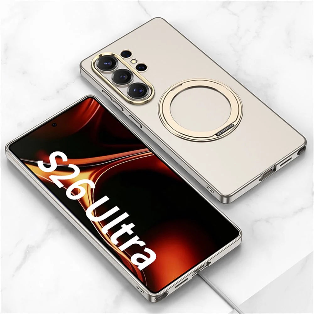GKK For Samsung Galaxy S26 Ultra Magnetic Case Rotating Kickstand Hard PC Slim Phone Cover  - Titanium Black - 7