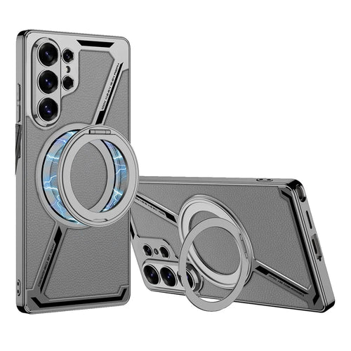 GKK For Samsung Galaxy S26 Ultra Magnetic Case PU + TPU Kickstand Phone Cover Z Shape Design - Grey - 1