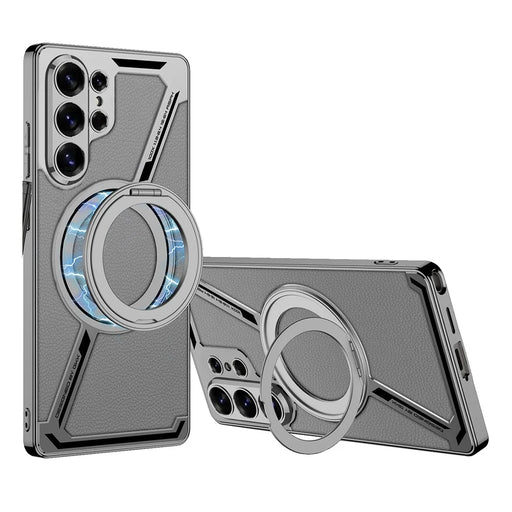GKK For Samsung Galaxy S26 Ultra Magnetic Case PU + TPU Kickstand Phone Cover Z Shape Design - Grey - 1
