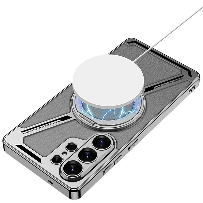 GKK For Samsung Galaxy S26 Ultra Magnetic Case PU + TPU Kickstand Phone Cover Z Shape Design - Grey - 5