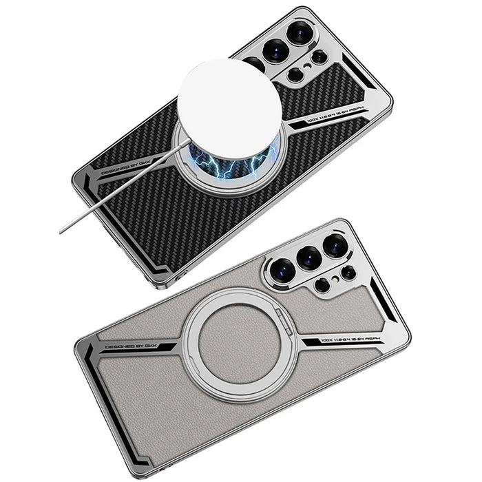 GKK For Samsung Galaxy S26 Ultra Magnetic Case PU + TPU Kickstand Phone Cover Z Shape Design - Grey - 7