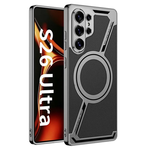 GKK For Samsung Galaxy S26 Ultra Magnetic Case Anti-Scratch PC+TPU+PU Phone Cover - Black - 1