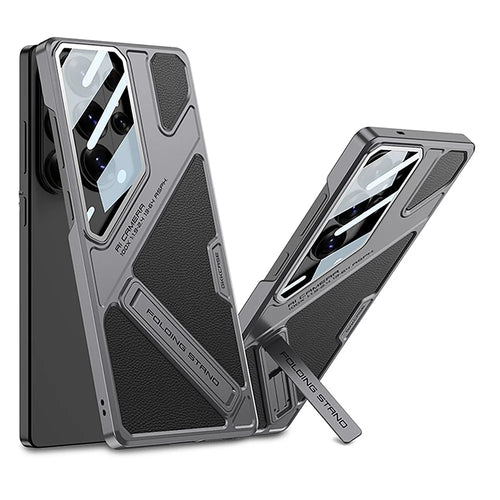 GKK For Samsung Galaxy S26 Ultra Case Shockproof PC + PU Phone Cover with Kickstand Mecha Style - Black  /  Grey - 1