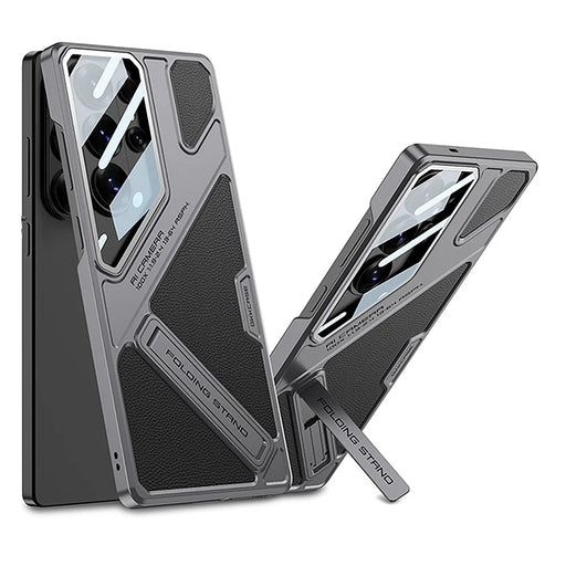 GKK For Samsung Galaxy S26 Ultra Case Shockproof PC + PU Phone Cover with Kickstand Mecha Style - Black  /  Grey - 1
