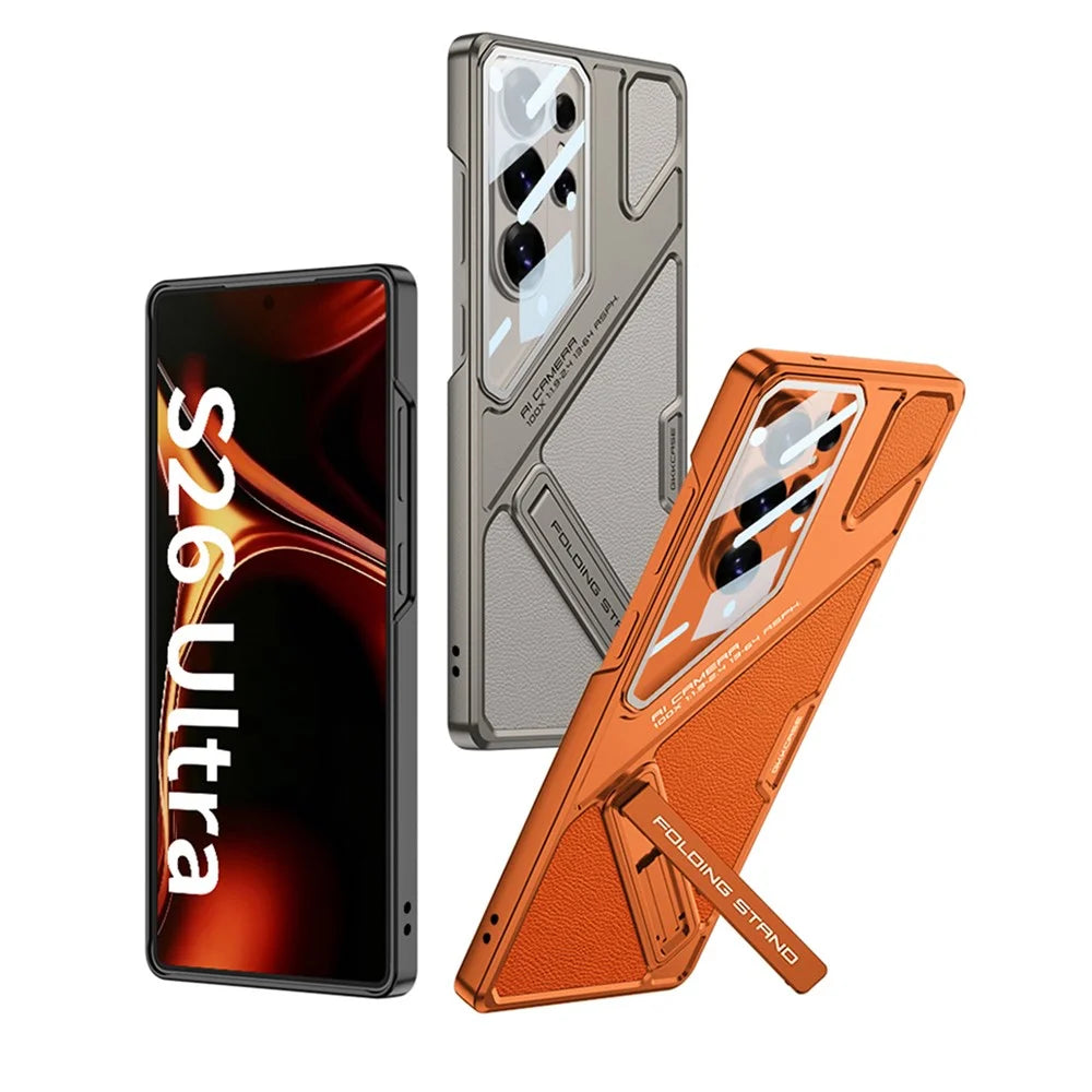 GKK For Samsung Galaxy S26 Ultra Case Shockproof PC + PU Phone Cover with Kickstand Mecha Style - Black  /  Grey - 3