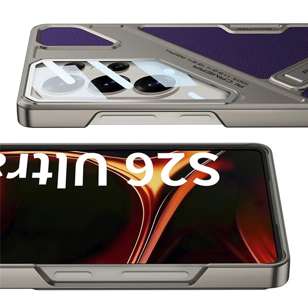 GKK For Samsung Galaxy S26 Ultra Case Shockproof PC + PU Phone Cover with Kickstand Mecha Style - Black  /  Grey - 7