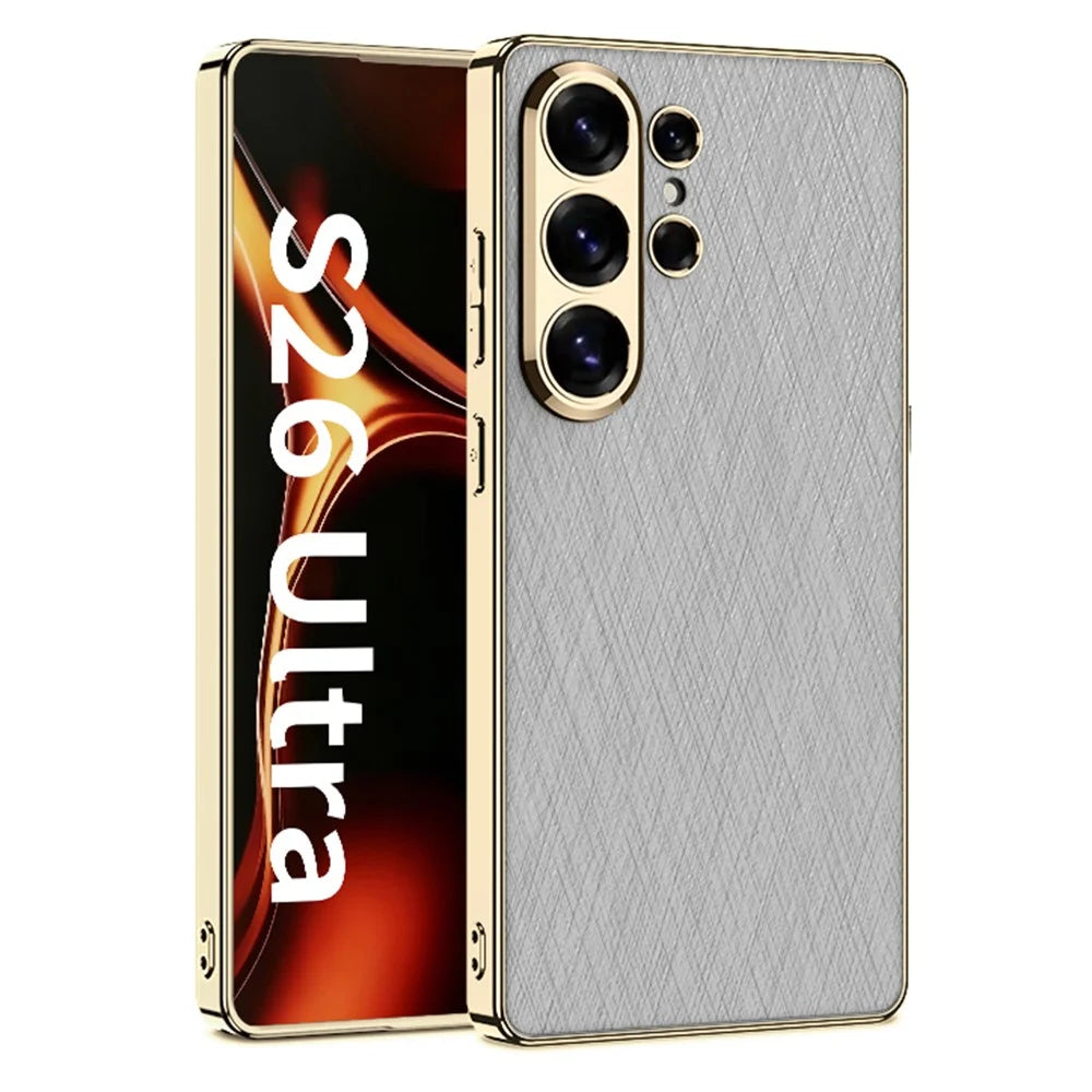 GKK For Samsung Galaxy S26 Ultra Case Electroplated PC + PU + TPU Phone Back Cover - Grey - 1