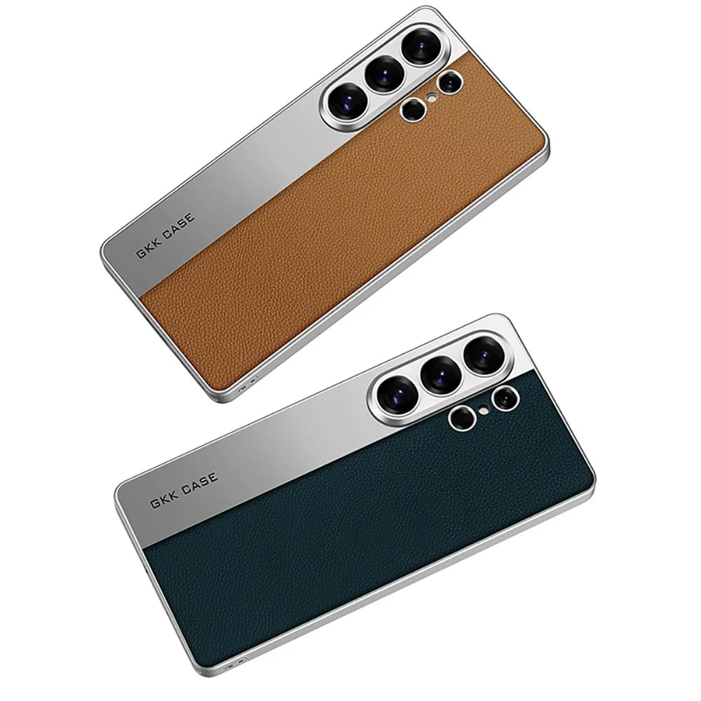 GKK For Samsung Galaxy S26 Ultra Case Electroplated PU Leather + PC + TPU Matte Phone Back Cover - Brown - 4