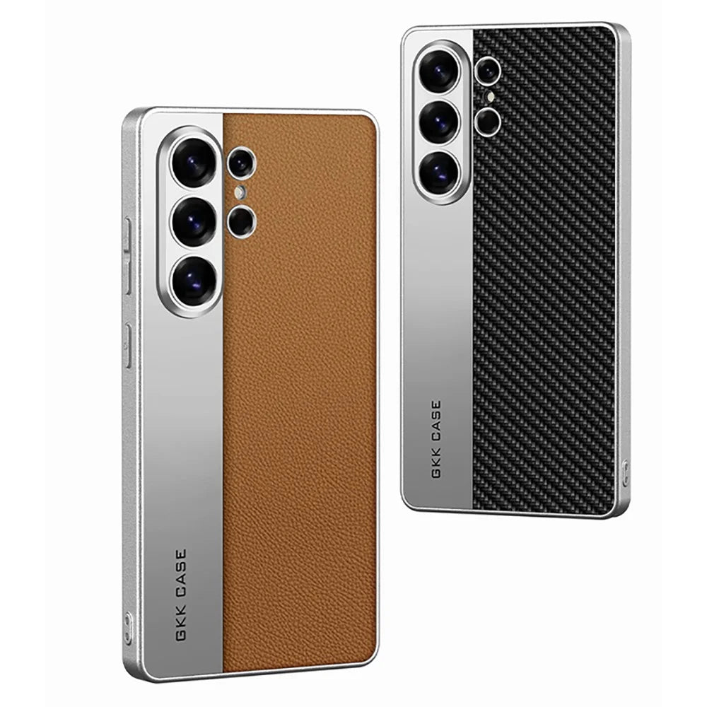 GKK For Samsung Galaxy S26 Ultra Case Electroplated PU Leather + PC + TPU Matte Phone Back Cover - Brown - 5