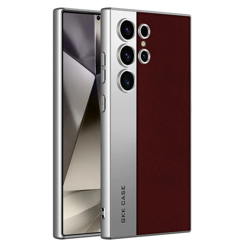 GKK For Samsung Galaxy S24 Ultra Case Electroplated PU Leather + PC + TPU Matte Phone Back Cover - Purple - 1