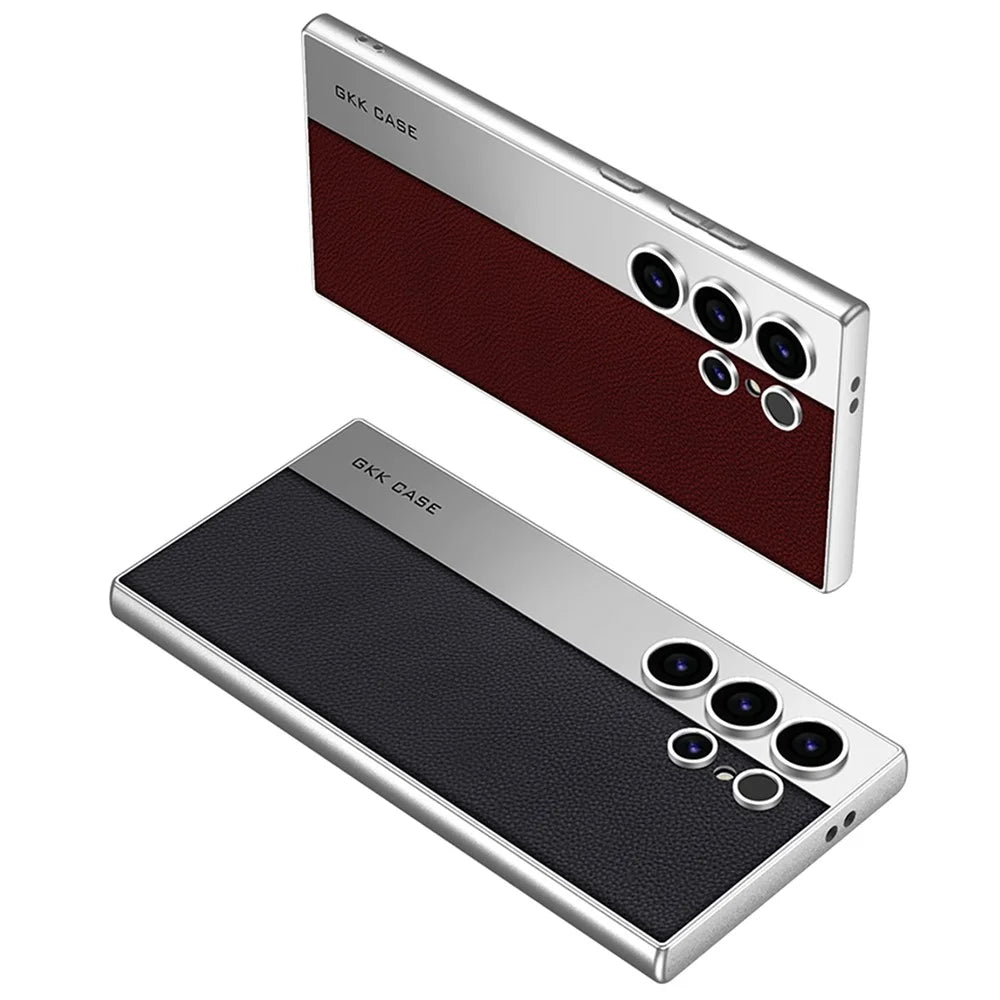 GKK For Samsung Galaxy S24 Ultra Case Electroplated PU Leather + PC + TPU Matte Phone Back Cover - Purple - 5