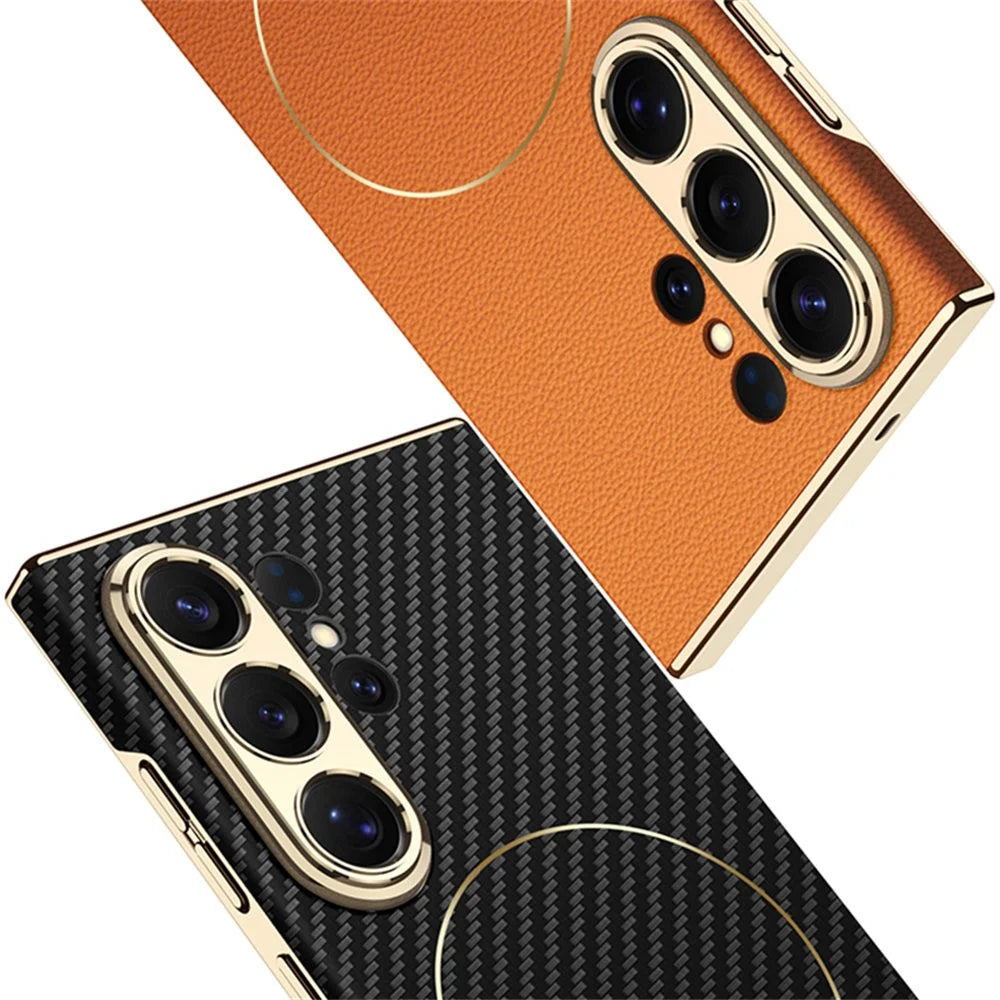 GKK For Samsung Galaxy S26 Ultra Case Magnetic Nickel Ring Leather TPU Electroplating Phone Cover - Black - 4