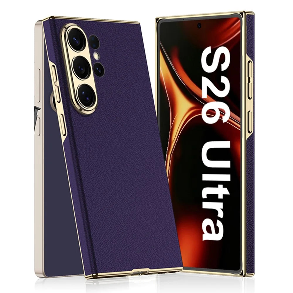 GKK For Samsung Galaxy S26 Ultra Case Electroplated PU + PC Phone Back Cover - Purple - 1