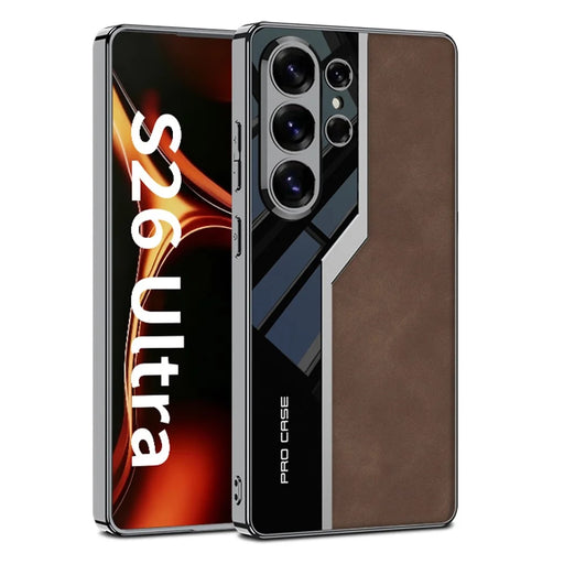 GKK For Samsung Galaxy S26 Ultra Case Matte PU + TPU + PC Phone Back Cover Electroplating Design - Coffee - 1