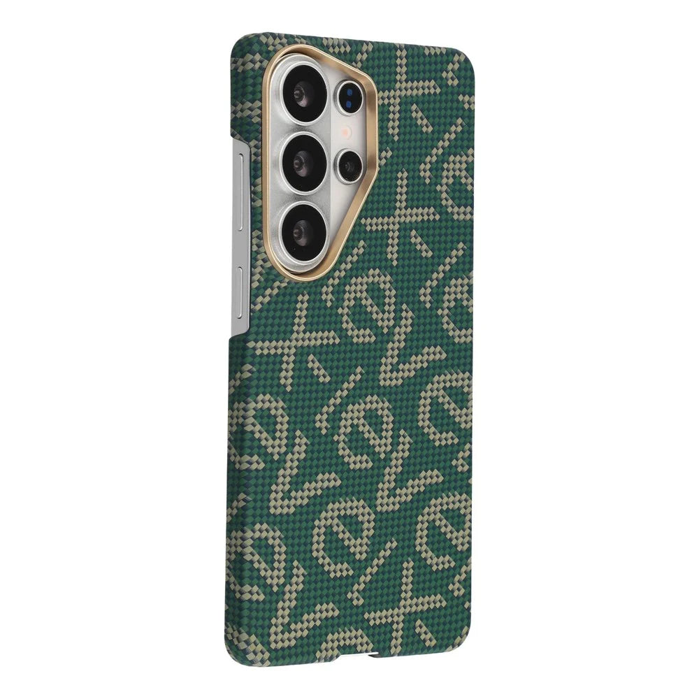 X-LEVEL For Samsung Galaxy S26 Ultra Magnetic Case PC + Metal Phone Back Cover Carbon Fiber Texure - Green - 1
