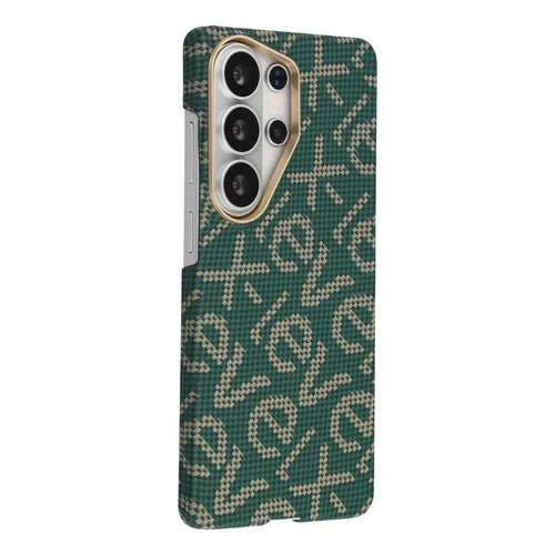 X-LEVEL For Samsung Galaxy S26 Ultra Magnetic Case PC + Metal Phone Back Cover Carbon Fiber Texure - Green - 1