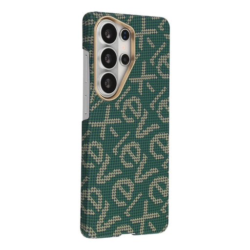 X-LEVEL For Samsung Galaxy S26 Ultra Magnetic Case PC + Metal Phone Back Cover Carbon Fiber Texure - Green - 1