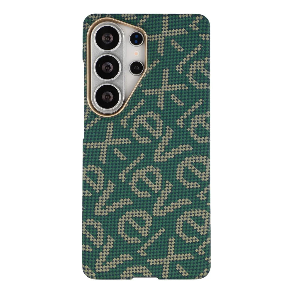 X-LEVEL For Samsung Galaxy S26 Ultra Magnetic Case PC + Metal Phone Back Cover Carbon Fiber Texure - Green - 3
