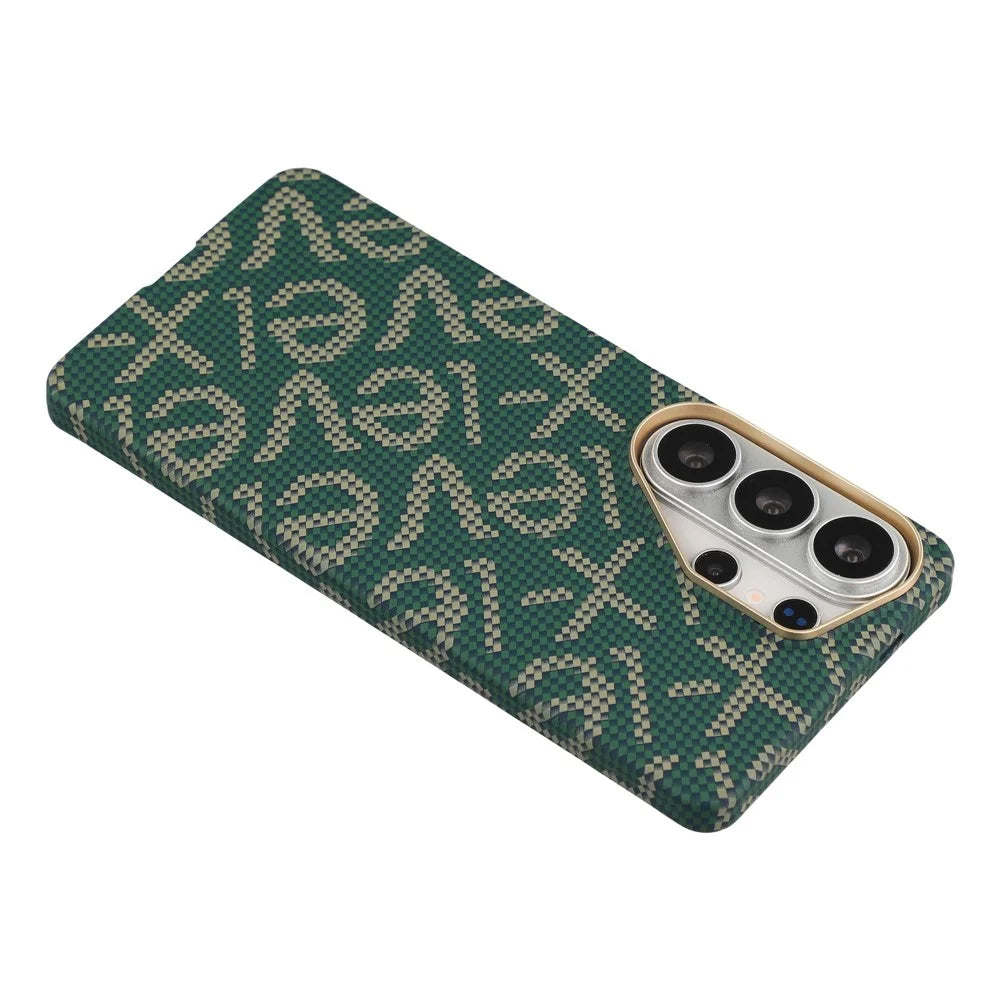 X-LEVEL For Samsung Galaxy S26 Ultra Magnetic Case PC + Metal Phone Back Cover Carbon Fiber Texure - Green - 5