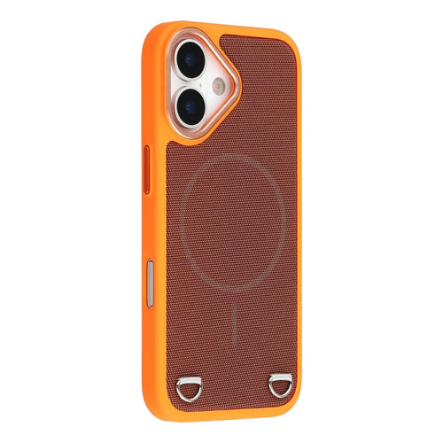 For iPhone 17 Case Compatible with MagSafe Skin Touch Synthetic Leather + PC Phone Back Cover with Card Slot - Orange - 1