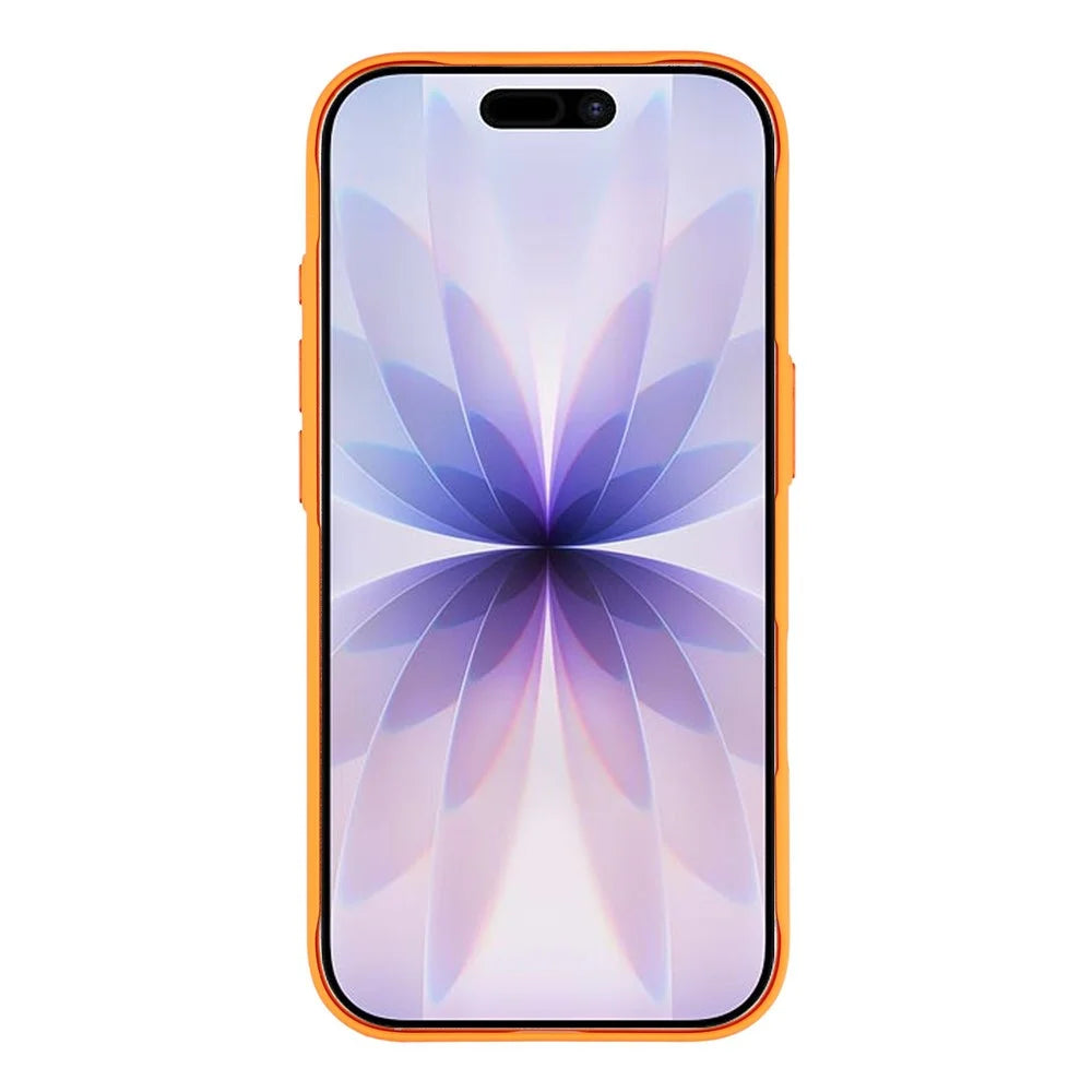 For iPhone 17 Case Compatible with MagSafe Skin Touch Synthetic Leather + PC Phone Back Cover with Card Slot - Orange - 2
