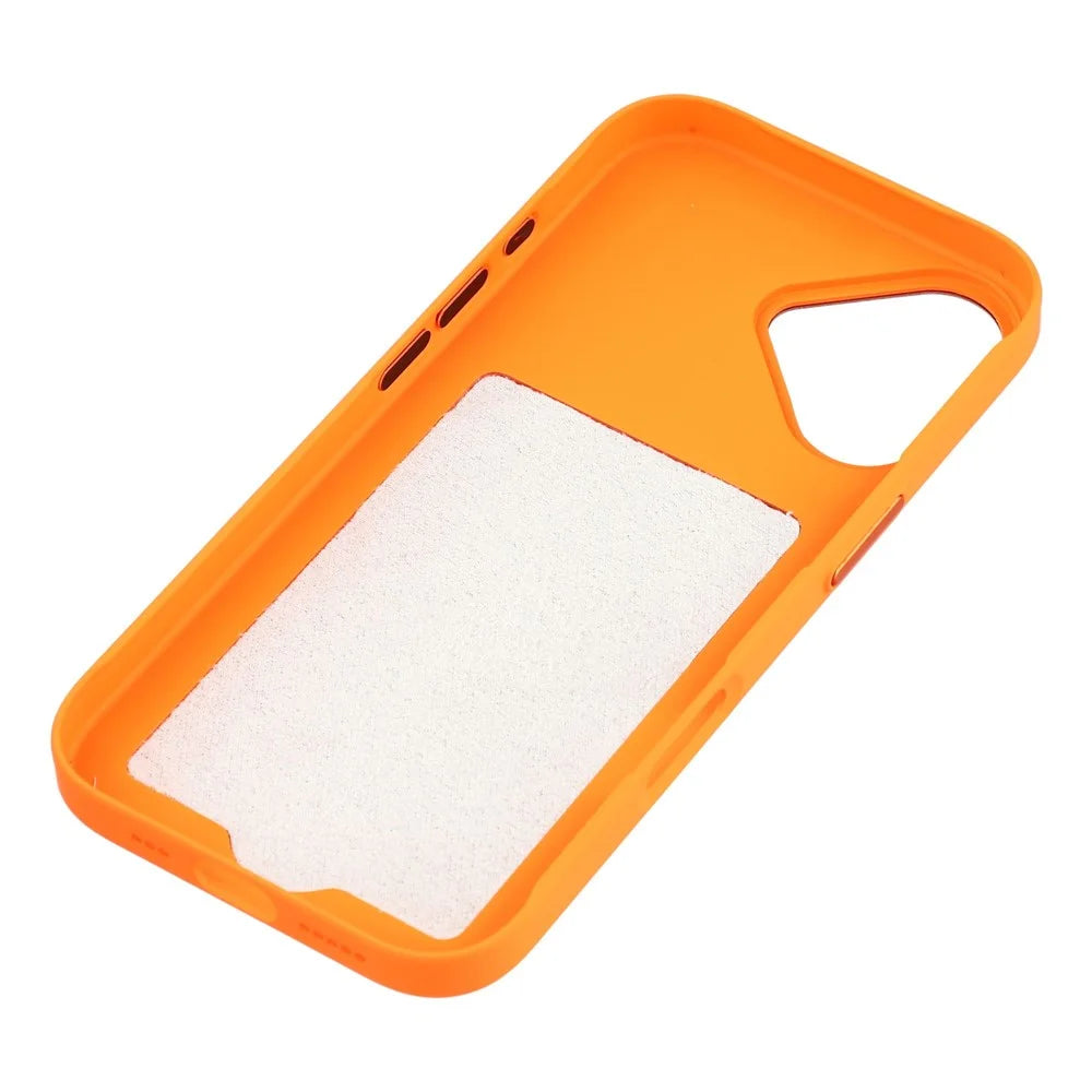 For iPhone 17 Case Compatible with MagSafe Skin Touch Synthetic Leather + PC Phone Back Cover with Card Slot - Orange - 6