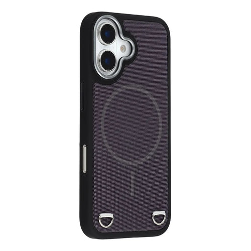 For iPhone 16 Case Compatible with MagSafe Skin Touch Synthetic Leather + PC Phone Back Cover with Card Slot - Black - 1