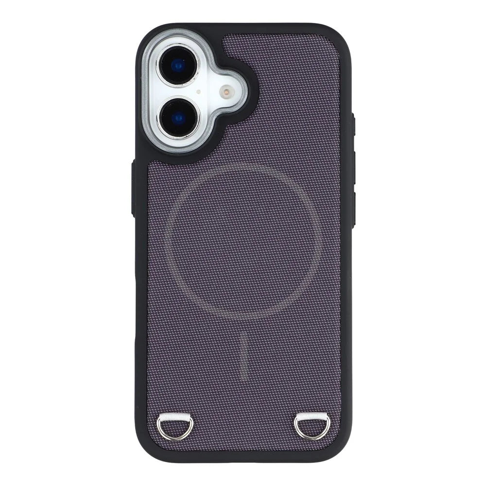 For iPhone 16 Case Compatible with MagSafe Skin Touch Synthetic Leather + PC Phone Back Cover with Card Slot - Black - 3