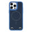 For iPhone 16 Pro Max Case Compatible with MagSafe Skin Touch Synthetic Leather + PC Phone Back Cover with Card Slot - Blue - 3