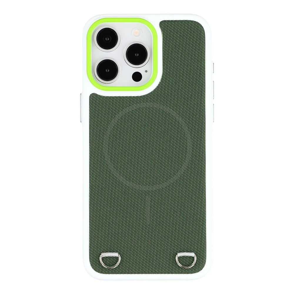 For iPhone 15 Pro Case Compatible with MagSafe Skin Touch Synthetic Leather + PC Phone Back Cover with Card Slot - Green - 3