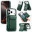 CASENEO For iPhone 18 Pro Max / 17 Pro Max Magnetic Case PU Leather PC Phone Cover with Detachable Card Holder Kickstand Compatible with MagSafe - Green - 1