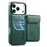 CASENEO For iPhone 18 Pro Max / 17 Pro Max Magnetic Case PU Leather PC Phone Cover with Detachable Card Holder Kickstand Compatible with MagSafe - Green - 4