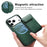 CASENEO For iPhone 18 Pro Max / 17 Pro Max Magnetic Case PU Leather PC Phone Cover with Detachable Card Holder Kickstand Compatible with MagSafe - Green - 5