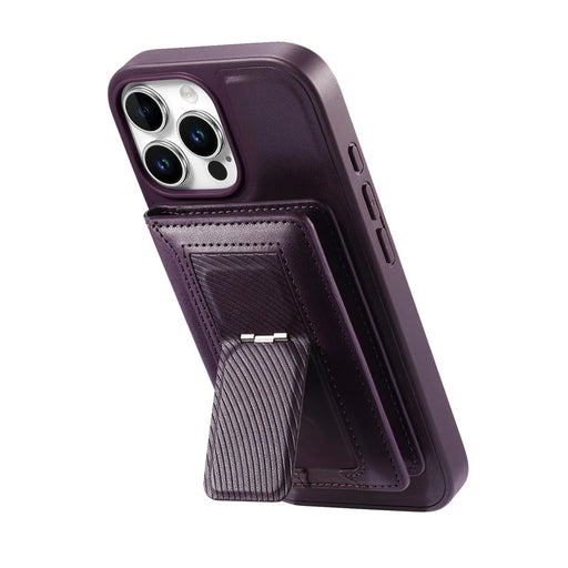 CASENEO For iPhone 16 Pro Max Detachable Magnetic Phone Case with Card Holder Kickstand TPU PU Leather PC Phone Cover Compatible with MagSafe - Purple - 2