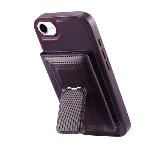 CASENEO For iPhone 17e / 16e Detachable Magnetic Phone Case with Card Holder Kickstand TPU PU Leather PC Phone Cover Compatible with MagSafe - Purple - 2