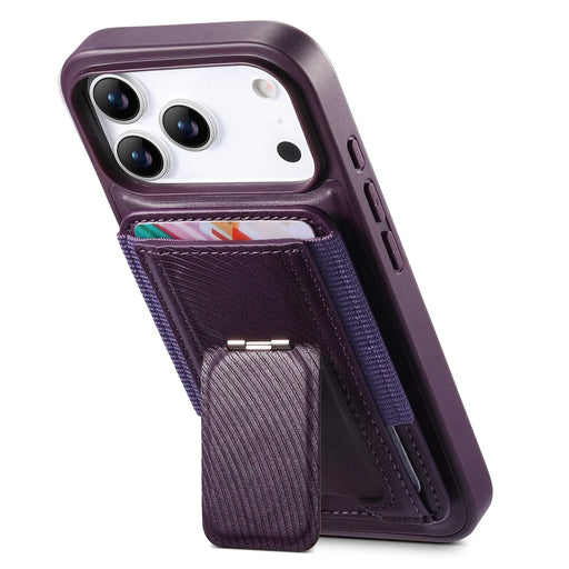 CASENEO For iPhone 18 Pro / 17 Pro Case with Foldable Kickstand TPU PU Leather PC Card Bag Magnetic Phone Cover  Compatible with MagSafe - Purple - 2