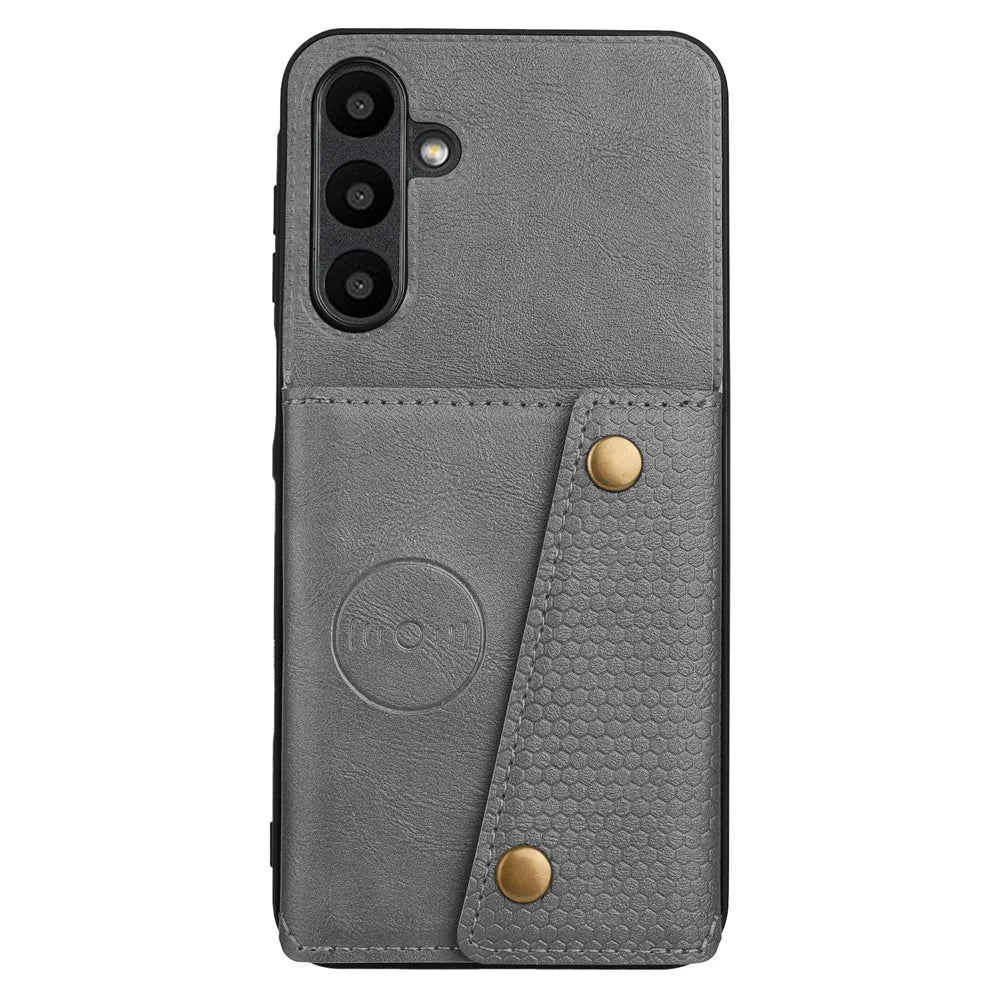 For Samsung Galaxy A37 5G Case with Card Slots Kickstand Leather + TPU Phone Cover - Grey - 2