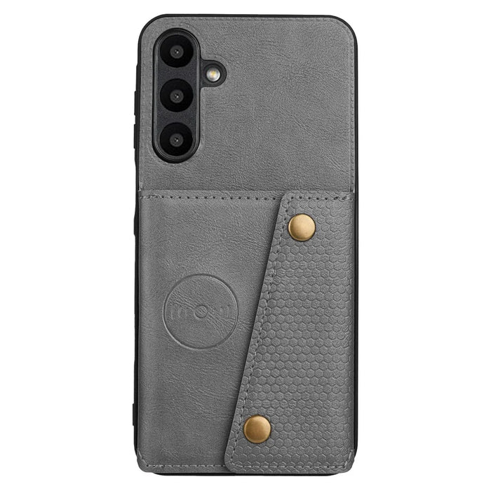 For Samsung Galaxy A57 5G Case with Card Slots Kickstand Leather + TPU Phone Cover - Grey - 2