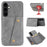 For Samsung Galaxy S26+ Case with Card Slots Kickstand Leather + TPU Phone Cover - Grey - 1
