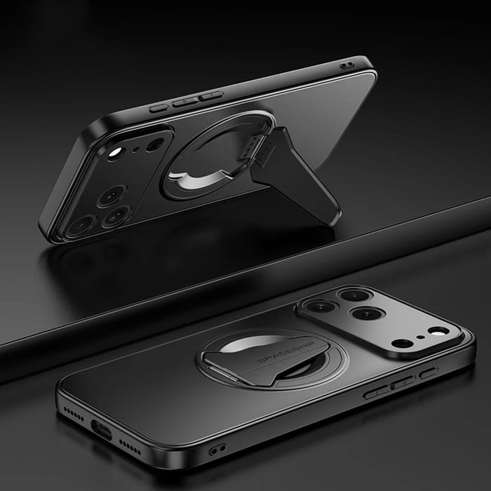 For iPhone 17 Pro Magnetic Case Foldable Kickstand PC TPU Phone Cover Compatible with MagSafe - Black - 2