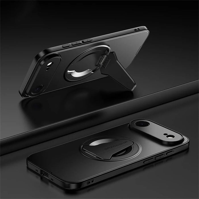 For iPhone Air Magnetic Case Foldable Kickstand PC TPU Phone Cover Compatible with MagSafe - Black - 2