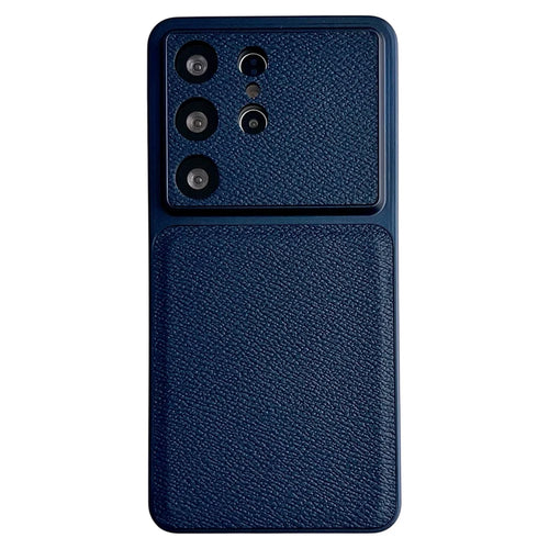 For Samsung Galaxy S26 Ultra Case Precise Cutouts Textured PU Leather Coated PC + TPU Phone Cover - Blue - 1