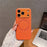For iPhone 17 Pro Magnetic Back Cover Precise Cutouts Textured PU Leather Coated TPU + PC Protective Phone Case Compatible with MagSafe - Orange - 3