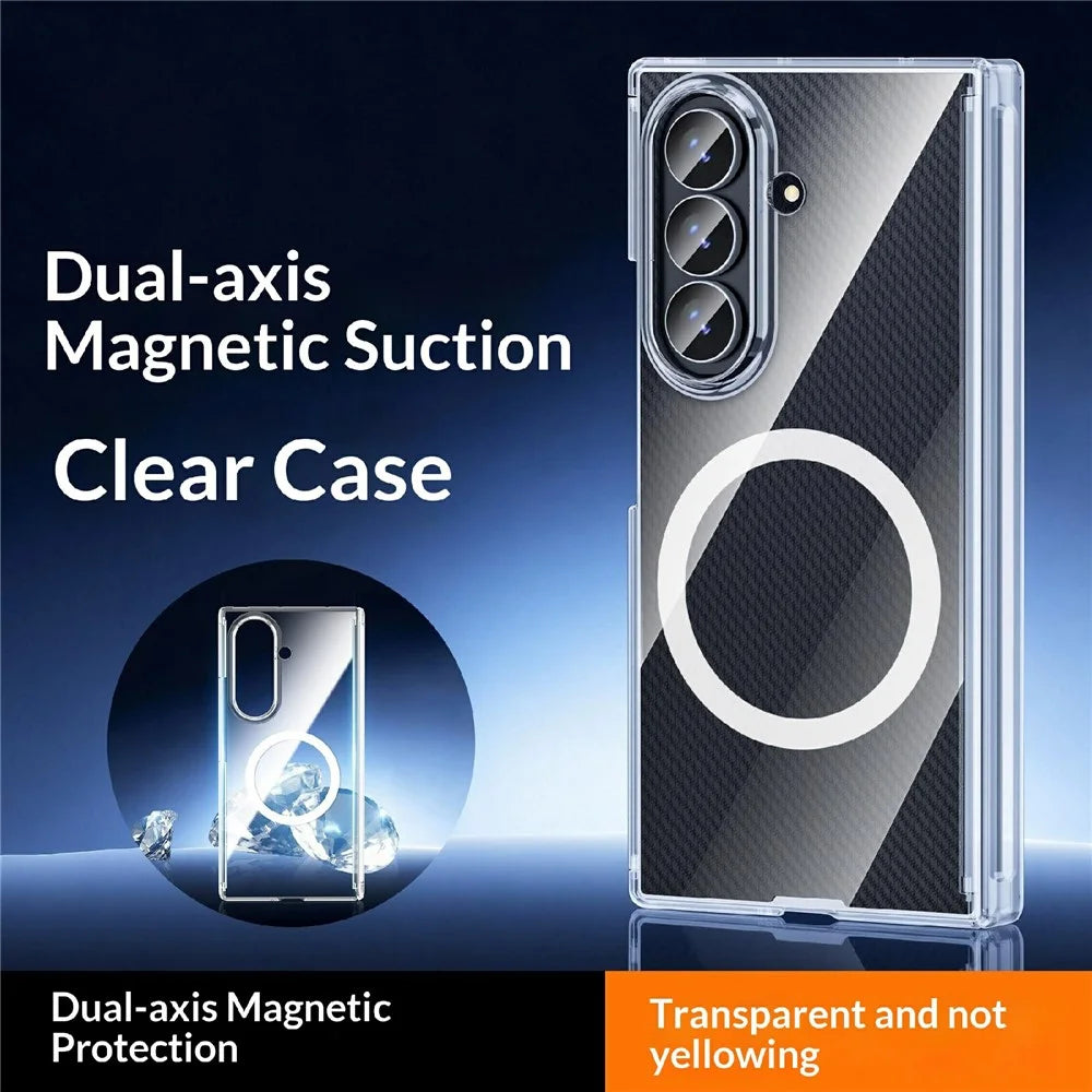 For Samsung Galaxy Z TriFold 5G Magnetic Case Dual-Axis Shockproof TPU + PC Clear Phone Cover - 2