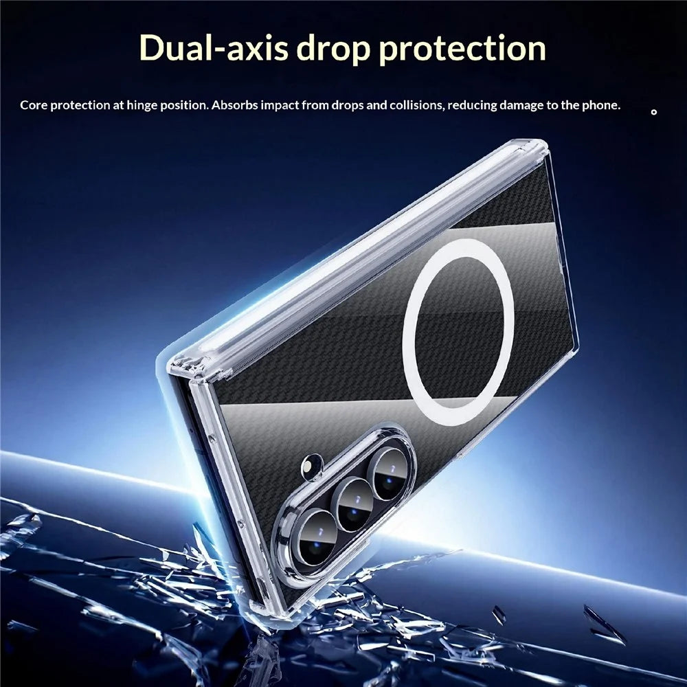 For Samsung Galaxy Z TriFold 5G Magnetic Case Dual-Axis Shockproof TPU + PC Clear Phone Cover - 4