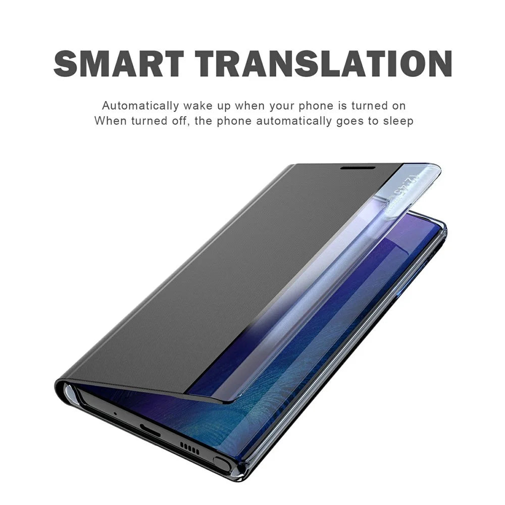 For Samsung Galaxy S26 Case View Window Scratch-Resistant PU Leather Flip Stand Phone Cover - Black - 3