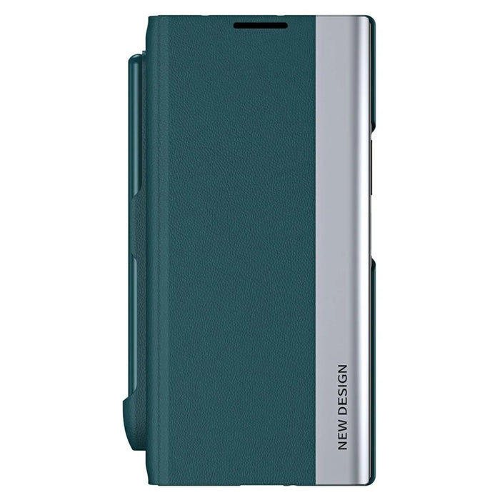 For Samsung Galaxy Z TriFold 5G Case Stand Shockproof Pen Slot PU + PC Phone Cover with Stylus - Green - 2