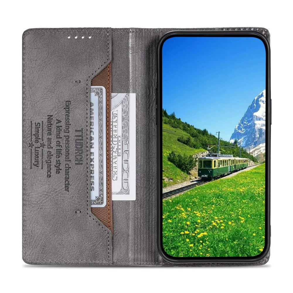 TTUDRCH Style 007 For OnePlus 15R 5G Leather Case RFID Blocking Wallet Stand Phone Cover - Grey - 2