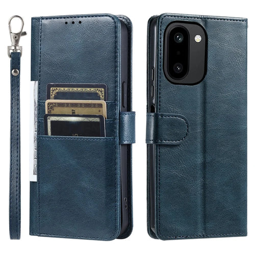 For OnePlus 15R 5G Case 6 Card Slots PU Leather Anti-Fall Phone Cover with Wrist Strap - Blackish Green - 1